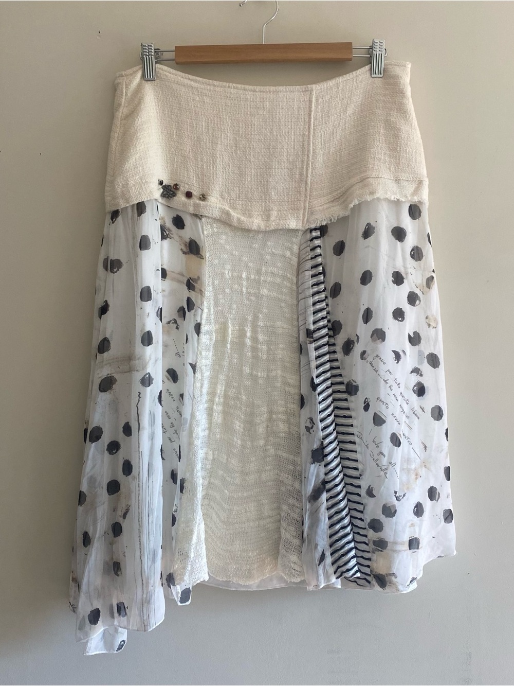 Elisa Cavaletti Asymmetrical Polka Dot Layered Midi Skirt